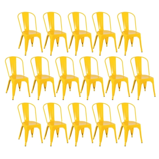 Produto Kit 16 Cadeiras de jantar Iron Tolix com design industrial – Amarelo