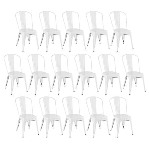 Produto Kit 16 Cadeiras de jantar Iron Tolix com design industrial – Branco