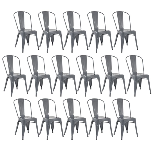 Kit 16 Cadeiras de jantar Iron Tolix com design industrial - Cinza Escuro Produto Kit 16 Cadeiras de jantar Iron Tolix com design industrial - Cinza Escuro