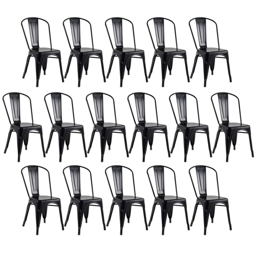 Produto Kit 16 Cadeiras de jantar Iron Tolix com design industrial - Preto Semibrilho
