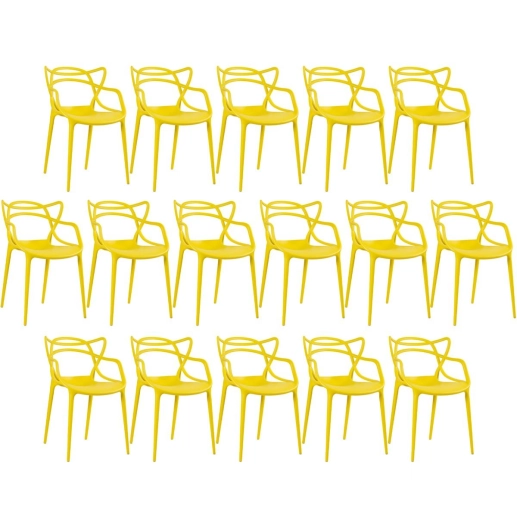 Produto Kit 16 Cadeiras de jantar Master Allegra Design Moderno em Polipropileno - Amarelo
