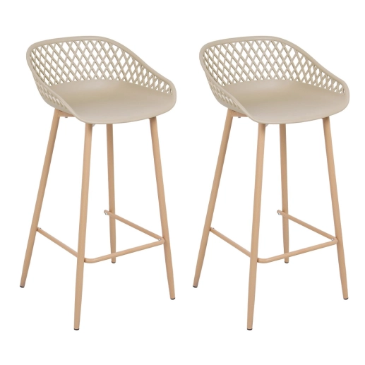 Produto Kit 2 Banquetas alta para bancada Clarice Cloe com base de metal – Nude