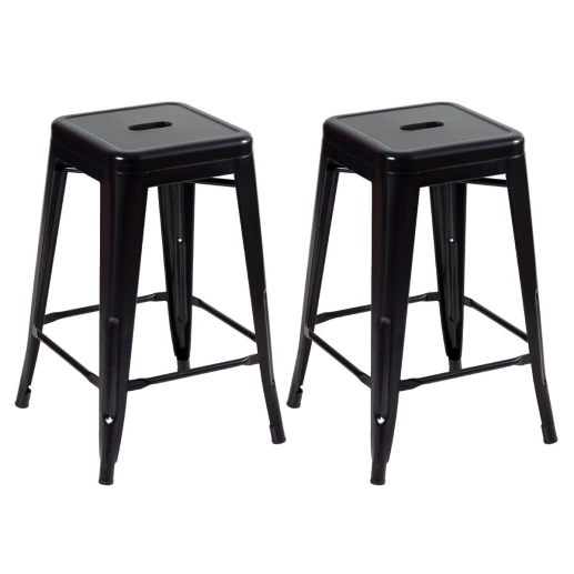 Produto Kit 2 Banquetas média para bancada Iron Tolix 61 cm - Preto