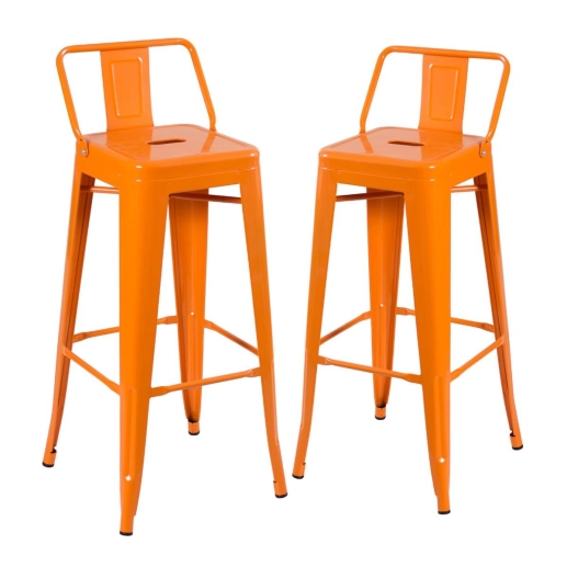 Kit 2 banquetas altas para bancada Iron Tolix com encosto 76 cm – Laranja Produto Kit 2 banquetas altas para bancada Iron Tolix com encosto 76 cm – Laranja
