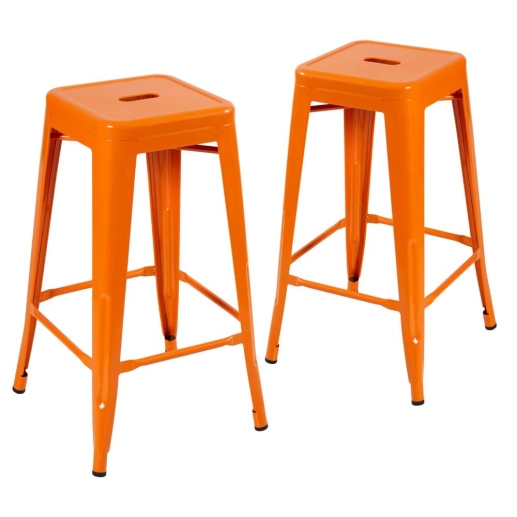 Kit 2 Banquetas alta para bancada Iron Tolix 76 cm – Laranja Produto Kit 2 Banquetas alta para bancada Iron Tolix 76 cm – Laranja