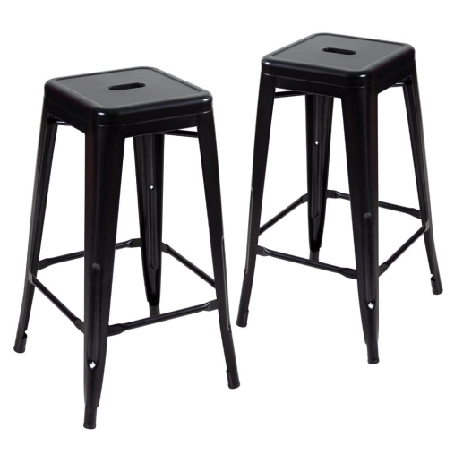 Produto Kit 2 Banquetas alta para bancada Iron Tolix 76 cm - Preto semibrilho
