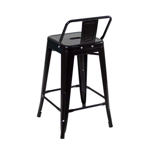 Produto Kit 2 Banquetas média para bancada Iron Tolix com encosto 61 cm - Preto