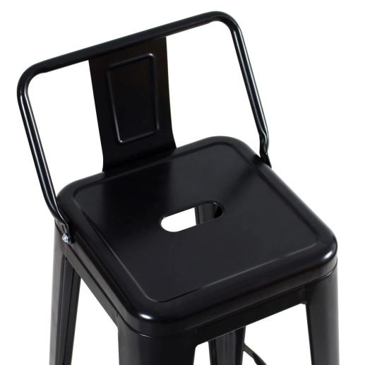 Produto Kit 2 Banquetas média para bancada Iron Tolix com encosto 61 cm - Preto