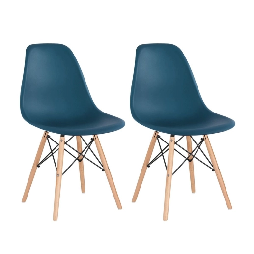 Kit 2 Cadeiras de jantar Charles Eames Eiffel DSW em Polipropileno - Azul petróleo Produto Kit 2 Cadeiras de jantar Charles Eames Eiffel DSW em Polipropileno - Azul petróleo