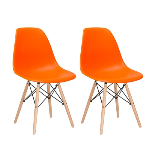 Produto Kit 2 Cadeiras de jantar Charles Eames Eiffel DSW em Polipropileno - Laranja