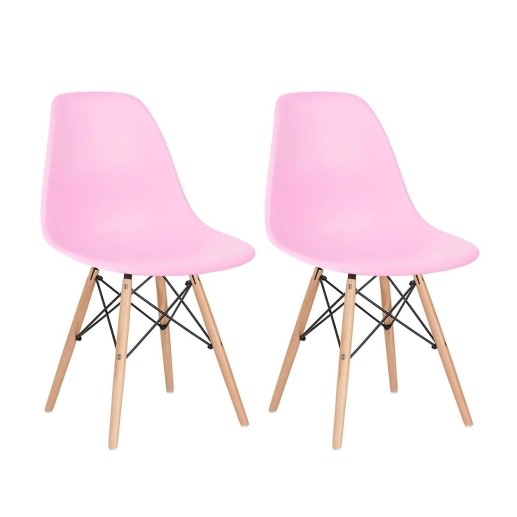 Produto Kit 2 Cadeiras de jantar Charles Eames Eiffel DSW em Polipropileno - Rosa claro