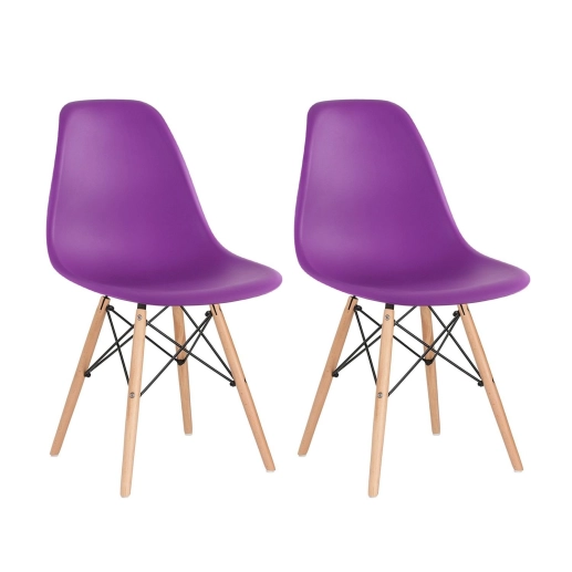 Produto Kit 2 Cadeiras de jantar Charles Eames Eiffel DSW em Polipropileno - Roxo