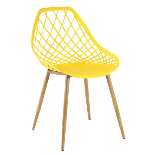 Kit 2 cadeiras Clarice Nest com braços + 2 cadeiras Cleo - Amarelo Produto Kit 2 cadeiras Clarice Nest com braços + 2 cadeiras Cleo - Amarelo