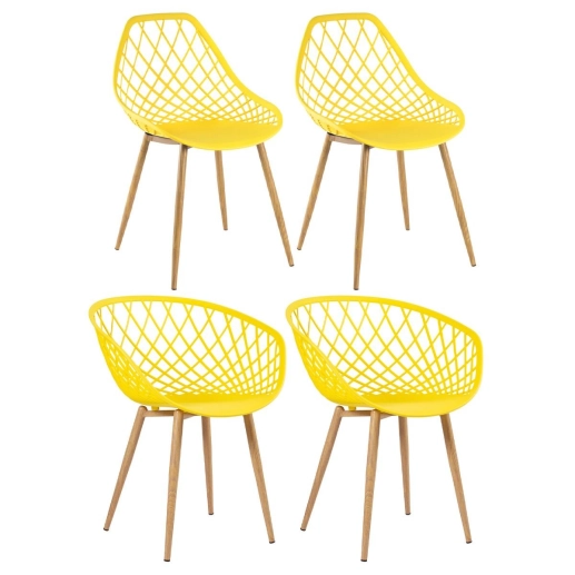 Kit 2 cadeiras Clarice Nest com braços + 2 cadeiras Cleo - Amarelo Produto Kit 2 cadeiras Clarice Nest com braços + 2 cadeiras Cleo - Amarelo
