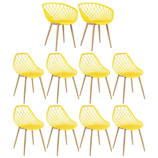 Produto Kit 2 cadeiras Clarice Nest com braços + 8 cadeiras Cleo - Amarelo