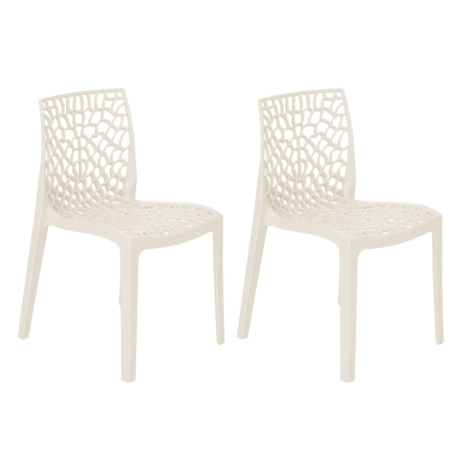 Produto Kit 2 Cadeiras de jantar Gruvyer com design contemporâneo e anatômico - Creme
