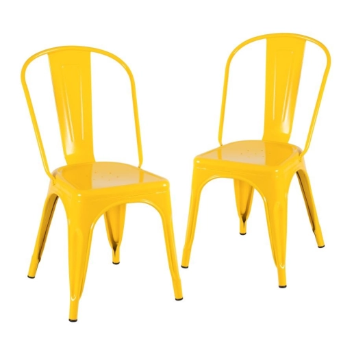 Kit 2 Cadeiras de jantar Iron Tolix com design industrial - Amarelo Produto Kit 2 Cadeiras de jantar Iron Tolix com design industrial - Amarelo