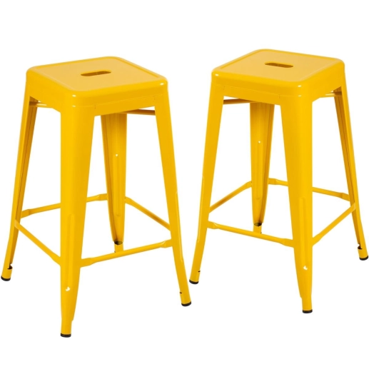 Kit 2 Banquetas média para bancada Iron Tolix 66 cm – Amarelo Produto Kit 2 Banquetas média para bancada Iron Tolix 66 cm – Amarelo