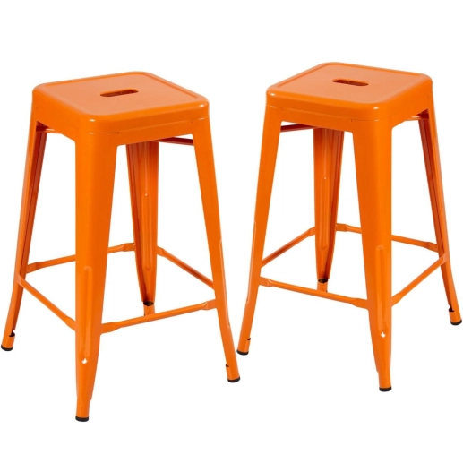 Produto Kit 2 Banquetas média para bancada Iron Tolix 66 cm – Laranja