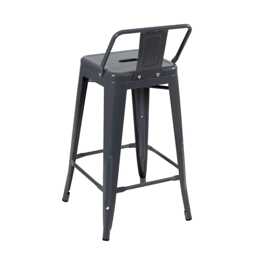 Kit 2 banquetas médias para bancada Iron Tolix com encosto 66 cm – Cinza Escuro Produto Kit 2 banquetas médias para bancada Iron Tolix com encosto 66 cm – Cinza Escuro