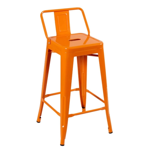 Kit 2 banquetas médias para bancada Iron Tolix com encosto 66 cm - Laranja Produto Kit 2 banquetas médias para bancada Iron Tolix com encosto 66 cm - Laranja