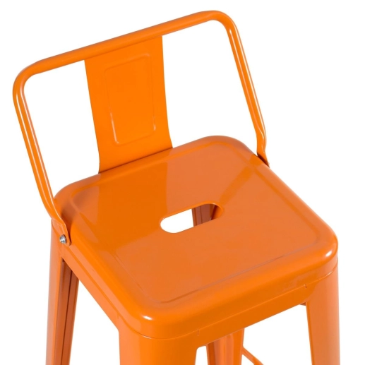 Kit 2 banquetas médias para bancada Iron Tolix com encosto 66 cm - Laranja Produto Kit 2 banquetas médias para bancada Iron Tolix com encosto 66 cm - Laranja