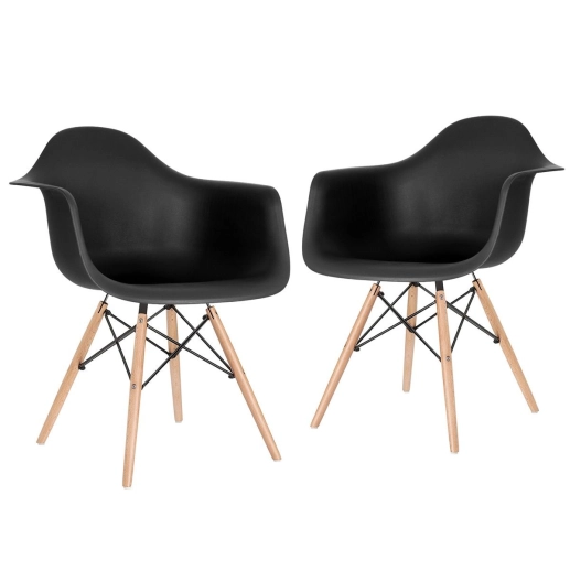 Produto Kit 2 Cadeiras de jantar Charles Eames Eiffel DAW em Polipropileno - Preto