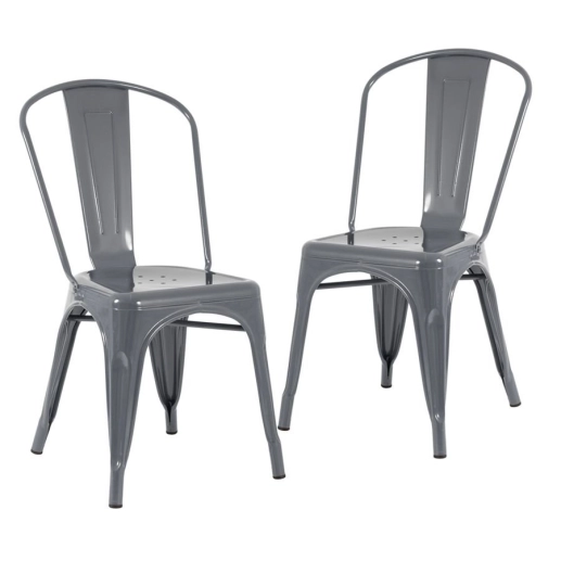 Kit 2 Cadeiras de jantar Iron Tolix com design industrial - Cinza Escuro Produto Kit 2 Cadeiras de jantar Iron Tolix com design industrial - Cinza Escuro