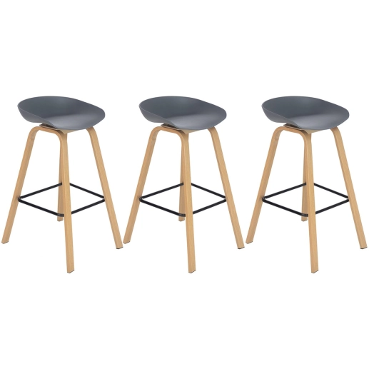 Kit 3 banquetas altas bancada cozinha Cassia BD 76 cm - Cinza escuro Produto Kit 3 banquetas altas bancada cozinha Cassia BD 76 cm - Cinza escuro