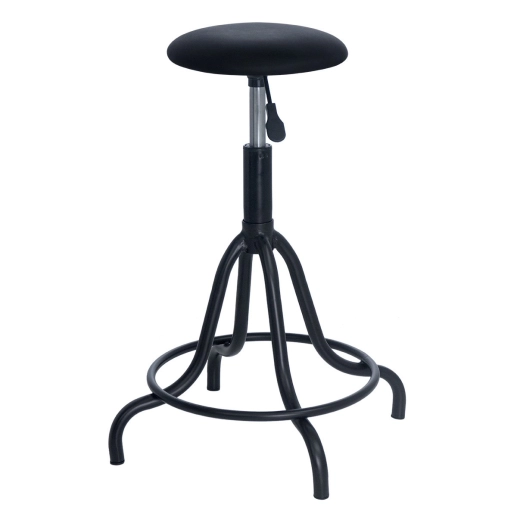 Kit 3 banquetas estofadas e giratórias para bancada industrial West – Preto Produto Kit 3 banquetas estofadas e giratórias para bancada industrial West – Preto