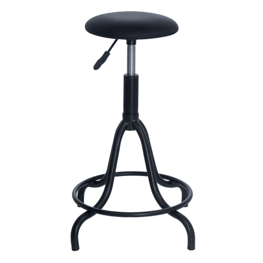 Kit 3 banquetas estofadas e giratórias para bancada industrial West – Preto Produto Kit 3 banquetas estofadas e giratórias para bancada industrial West – Preto