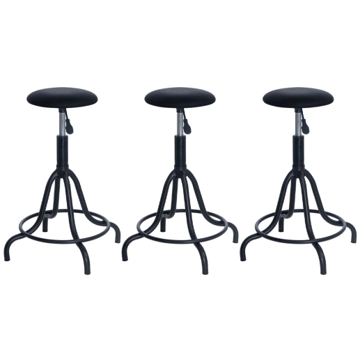 Kit 3 banquetas estofadas e giratórias para bancada industrial West – Preto Produto Kit 3 banquetas estofadas e giratórias para bancada industrial West – Preto