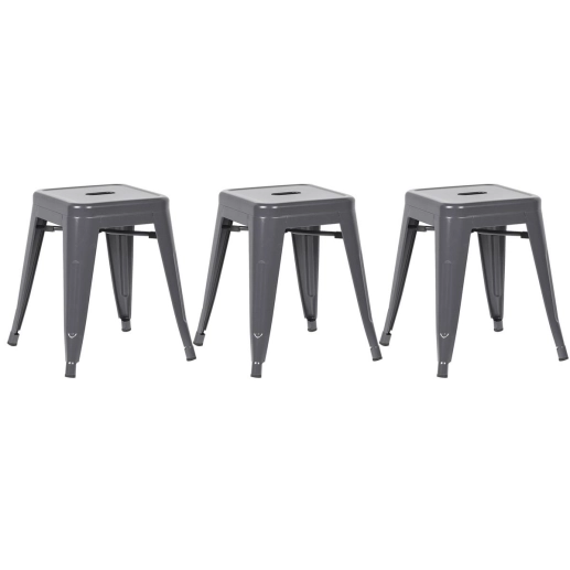 Kit 3 Banquetas baixa para cozinha Iron Tolix 45 cm - Cinza escuro Produto Kit 3 Banquetas baixa para cozinha Iron Tolix 45 cm - Cinza escuro
