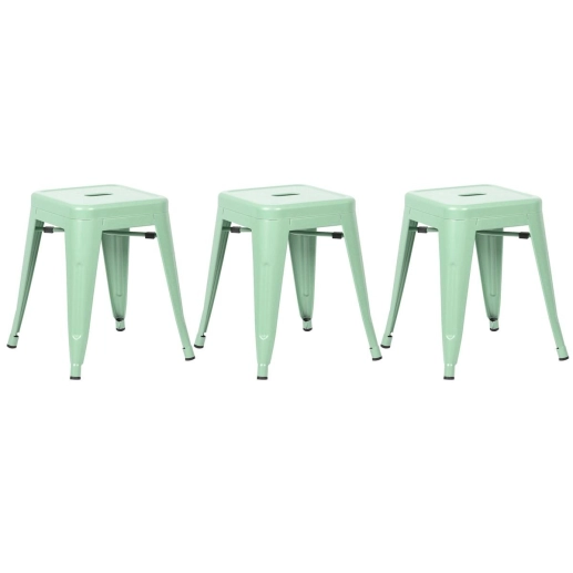 Produto Kit 3 Banquetas baixa para cozinha Iron Tolix 45 cm - Verde Claro