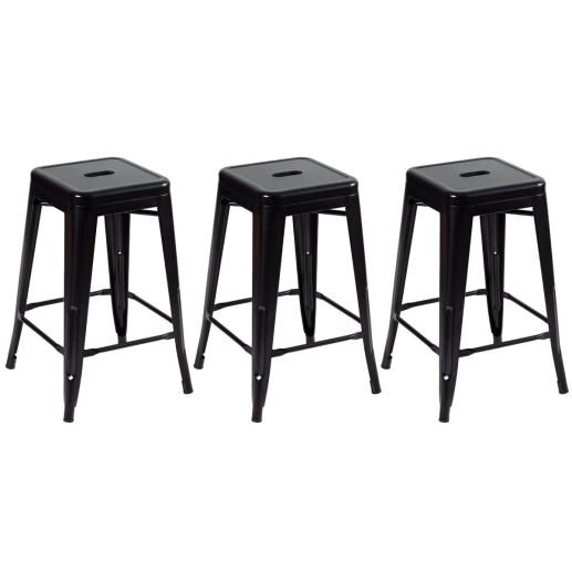 Produto Kit 3 Banquetas média para bancada Iron Tolix 61 cm - Preto