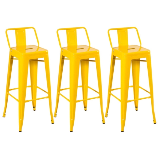 Kit 3 banquetas altas para bancada Iron Tolix com encosto 76 cm – Amarelo Produto Kit 3 banquetas altas para bancada Iron Tolix com encosto 76 cm – Amarelo