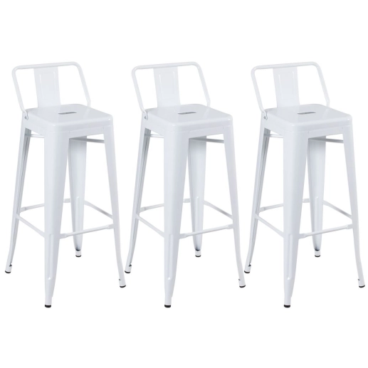 Produto Kit 3 banquetas altas para bancada Iron Tolix com encosto 76 cm – Branco