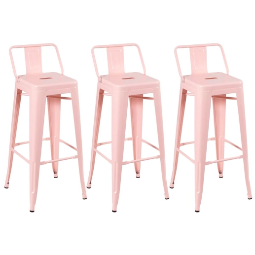 Kit 3 banquetas altas para bancada Iron Tolix com encosto 76 cm – Rosa antigo Produto Kit 3 banquetas altas para bancada Iron Tolix com encosto 76 cm – Rosa antigo