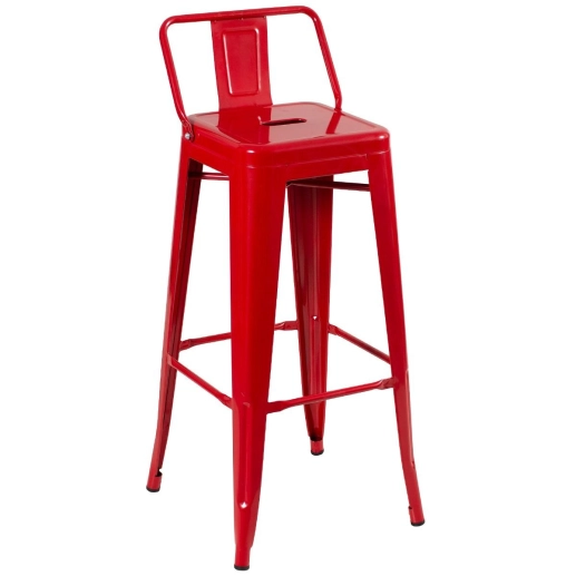 Produto Kit 3 banquetas altas para bancada Iron Tolix com encosto 76 cm – Vermelho