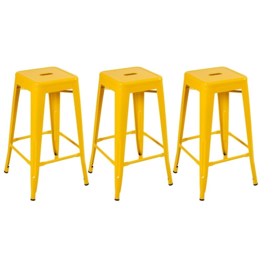 Kit 3 banquetas altas para bancada Iron Tolix 76 cm – Amarelo Produto Kit 3 banquetas altas para bancada Iron Tolix 76 cm – Amarelo