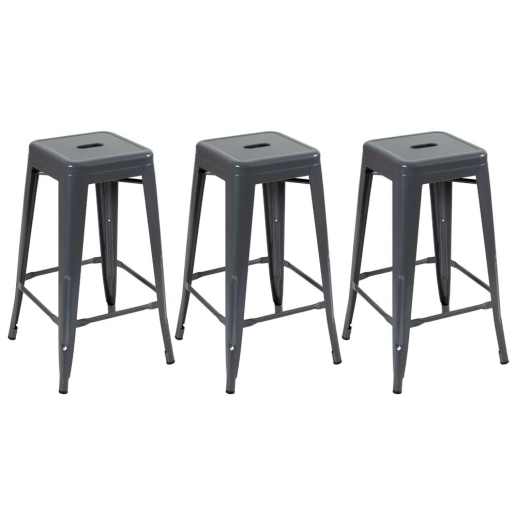 Kit 3 banquetas altas para bancada Iron Tolix 76 cm – Cinza Escuro Produto Kit 3 banquetas altas para bancada Iron Tolix 76 cm – Cinza Escuro