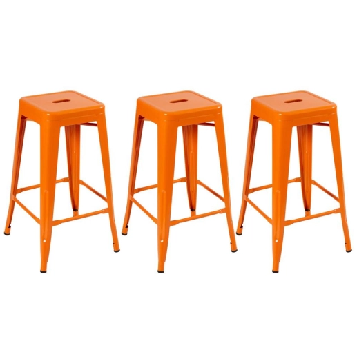 Kit 3 Banquetas alta para bancada Iron Tolix 76 cm – Laranja Produto Kit 3 Banquetas alta para bancada Iron Tolix 76 cm – Laranja