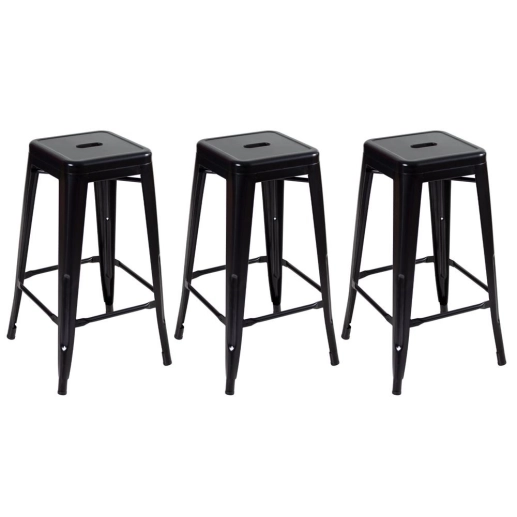 Produto Kit 3 Banquetas alta para bancada Iron Tolix 76 cm - Preto semibrilho