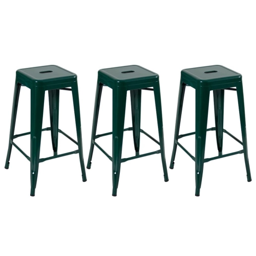 Produto Kit 3 Banquetas alta para bancada Iron Tolix 76 cm – Verde escuro