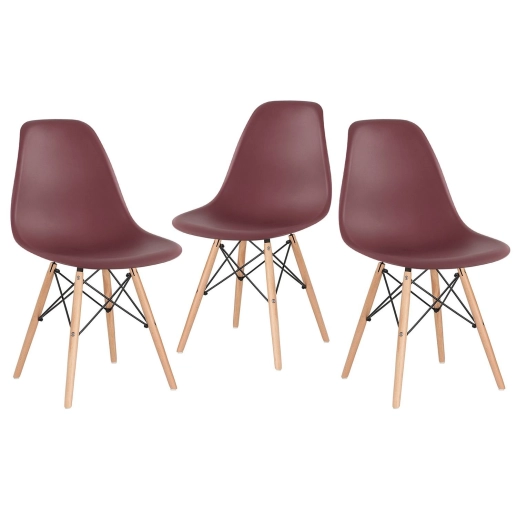 Produto Kit 3 Cadeiras de jantar Charles Eames Eiffel DSW em Polipropileno - Marrom