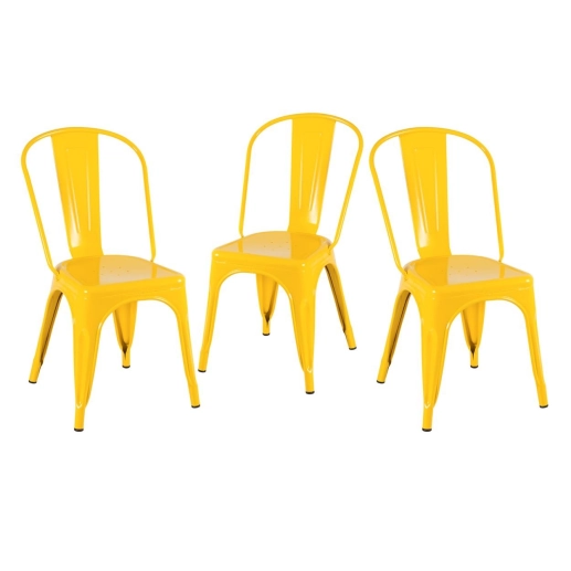 Produto Kit 3 Cadeiras de jantar Iron Tolix com design industrial - Amarelo
