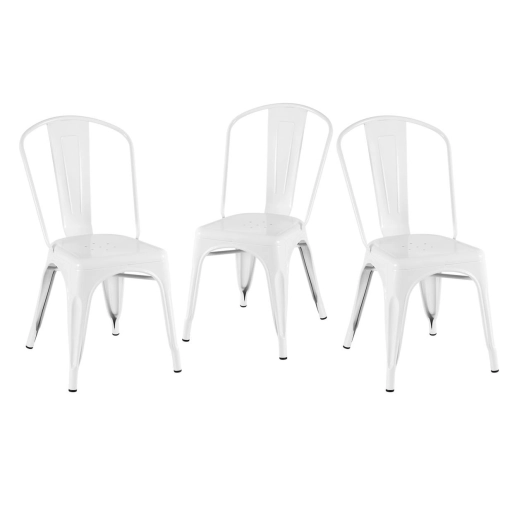 Kit 3 Cadeiras de jantar Iron Tolix com design industrial - Branco Produto Kit 3 Cadeiras de jantar Iron Tolix com design industrial - Branco