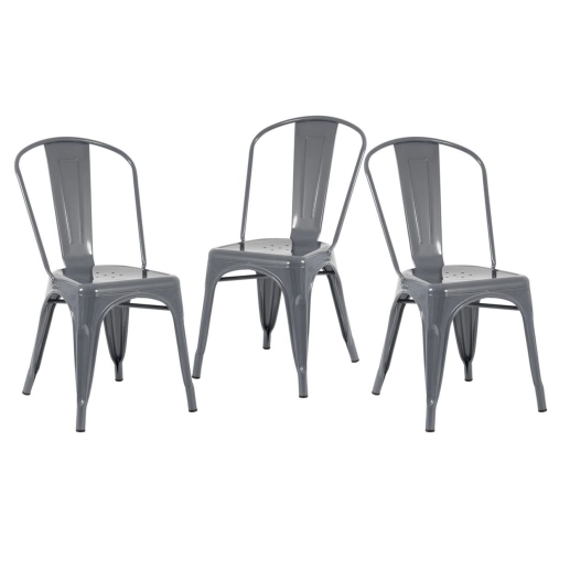 Produto Kit 3 Cadeiras de jantar Iron Tolix com design industrial - Cinza Escuro