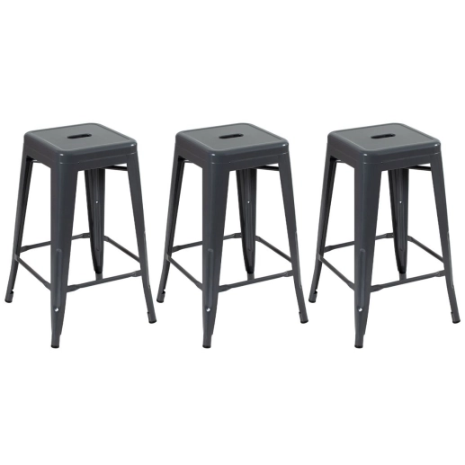 Kit 3 Banquetas média para bancada Iron Tolix 66 cm – Cinza escuro Produto Kit 3 Banquetas média para bancada Iron Tolix 66 cm – Cinza escuro