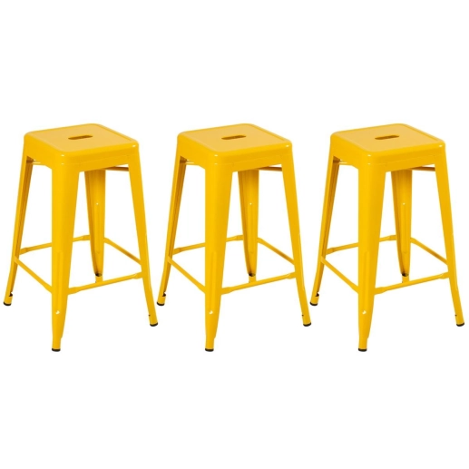 Kit 3 Banquetas média para bancada Iron Tolix 66 cm – Amarelo Produto Kit 3 Banquetas média para bancada Iron Tolix 66 cm – Amarelo